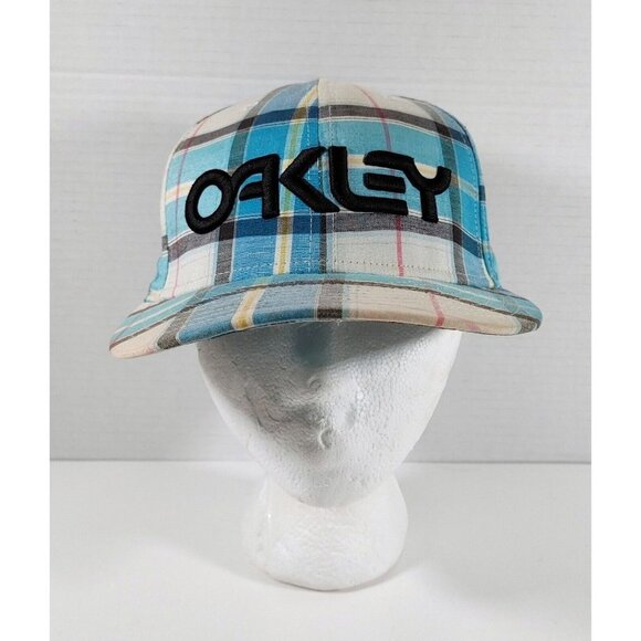 New Era Other - New Era Oakley 7 1/4  Fitted Hat Ball Cap Blue White Plaid